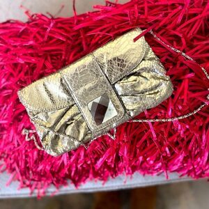 Snakeskin Clutch with Chain